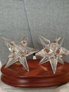 Vintage Rosenthal Crystal Single Light Star Candle Stick Holders 3" PAIR